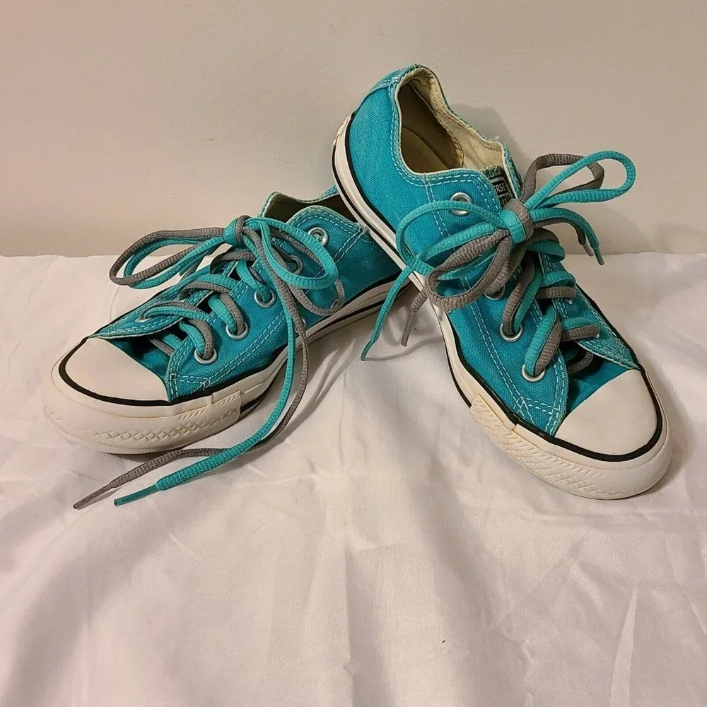 Converse All Star Unisex Low Top Men's Sz 4 Woman's Sz 6 Teal Sneakers Shoes - Picture 3 of 10